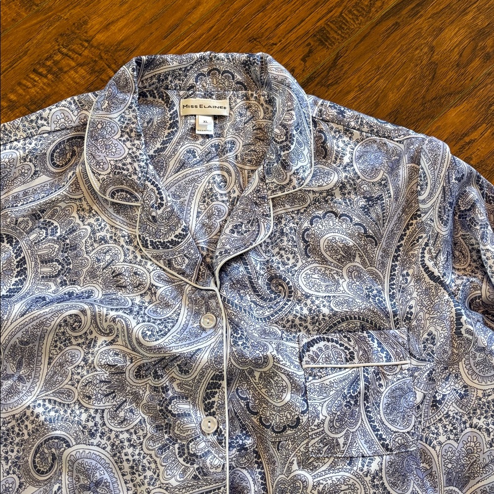 MISS ELAINE 2-pc PAJAMA SET gorgeous paisley set like new sz XL - Picture 2 of 8